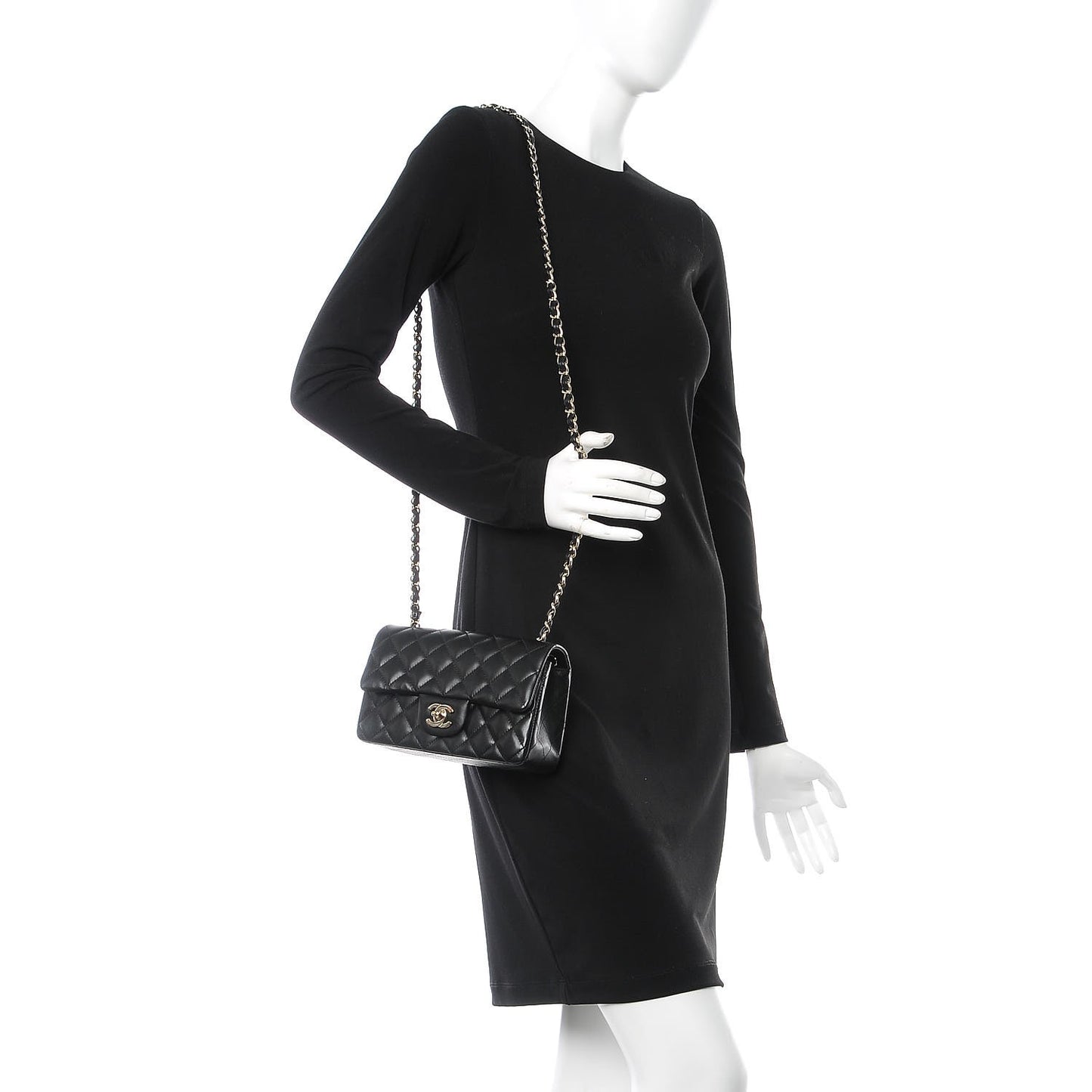Lambskin Quilted Mini Rectangular Flap Black