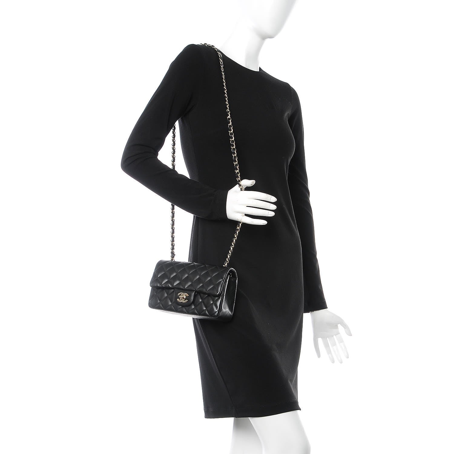 Chanel Lambskin Quilted Mini Rectangular Flap Black 2 of 8