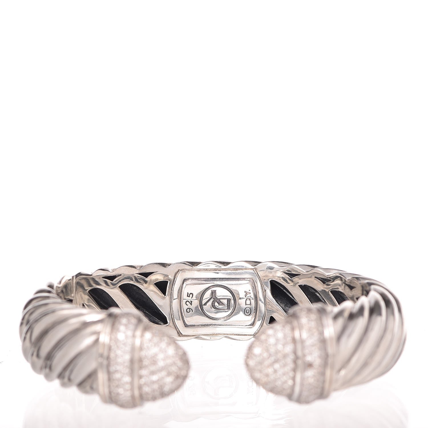 David Yurman Sterling Silver Diamond 15mm Waverly Bracelet 4 of 6