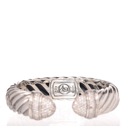 David Yurman Sterling Silver Diamond 15mm Waverly Bracelet 4 of 6