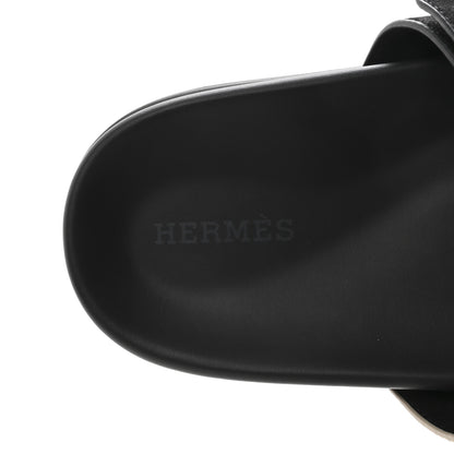 Hermes Suede Goatskin Womens Tufted Leopard Chypre Sandals  38 Beige Esquisse Black 8 of 9
