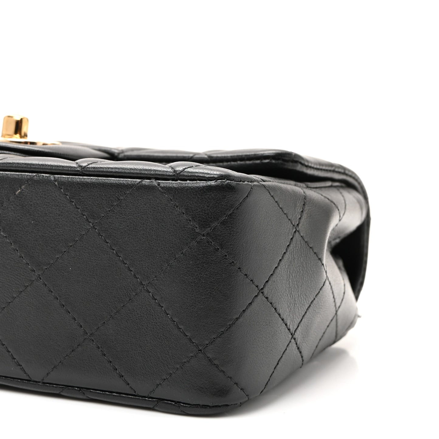 Lambskin Quilted Mini Rectangular Flap Black
