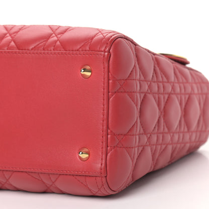Christian Dior Lambskin Cannage Medium Lady Dior Red 9 of 10