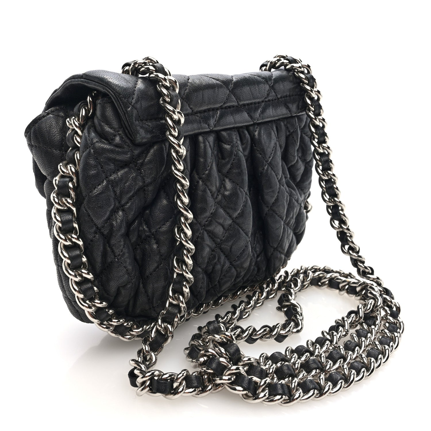 Chanel Washed Lambskin Quilted Mini Chain Around Flap Black 3 of 10