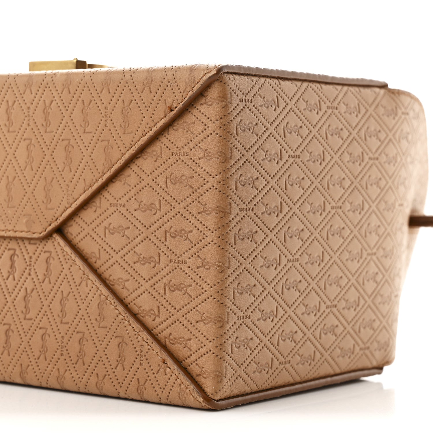 Saint Laurent Calfskin Monogram Take Away Box Dusty Vintage Brown Gold 10 of 11