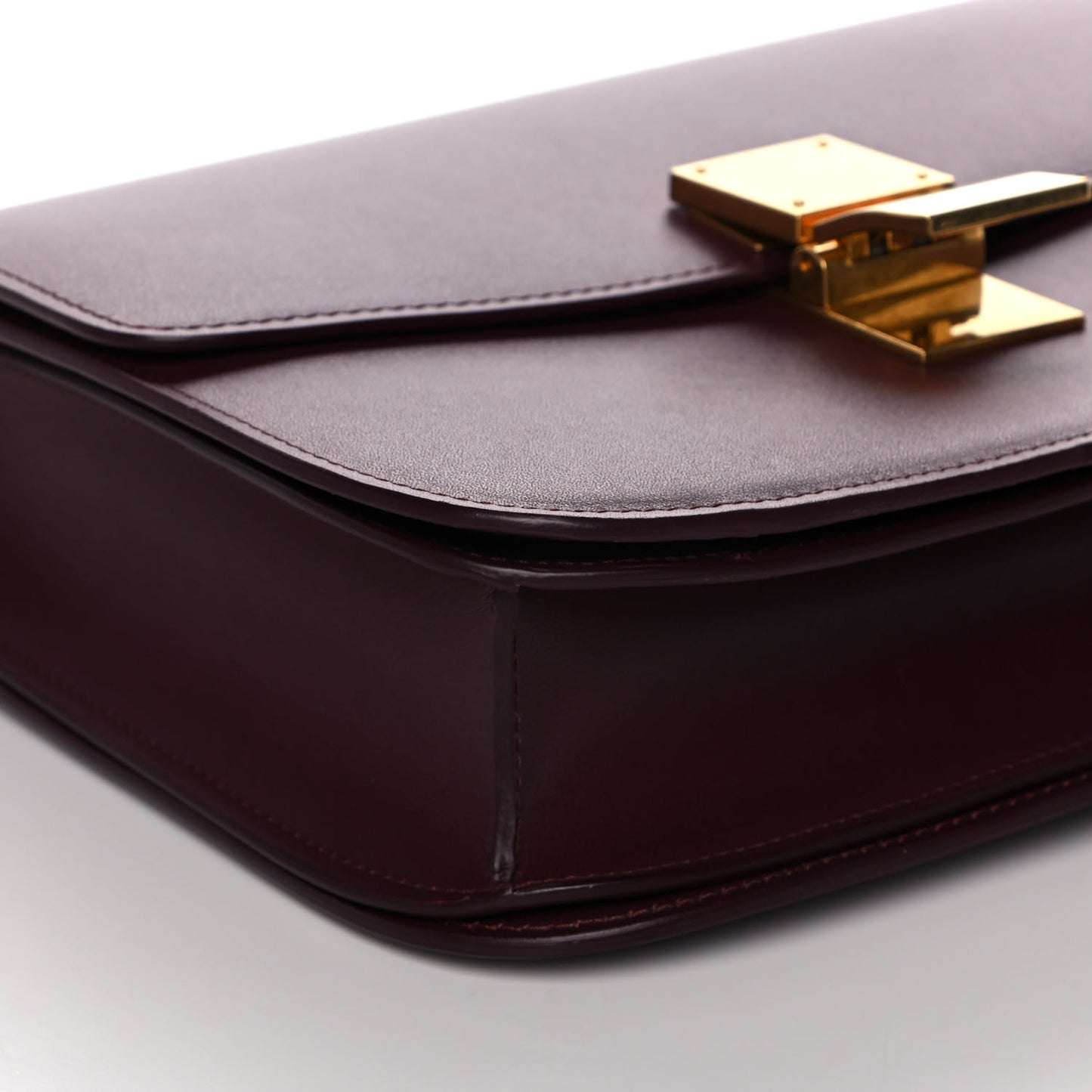 Box Calfskin Medium Classic Box Flap Bag Burgundy