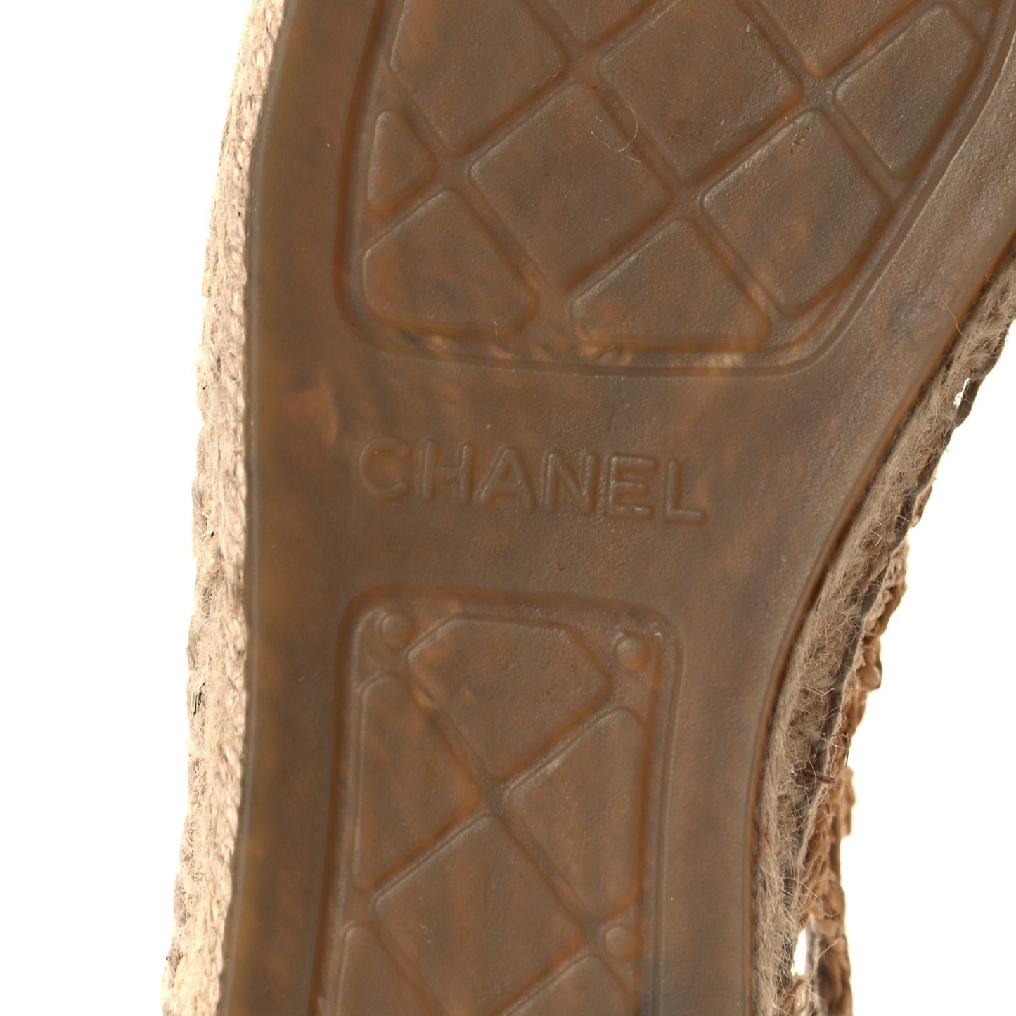 Woven Fabric Grosgrain CC Espadrilles 39 Beige Black