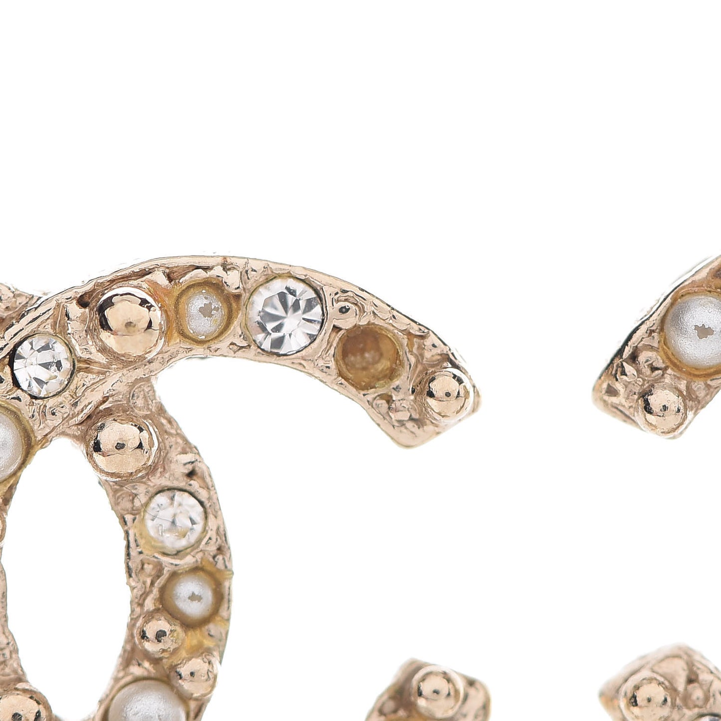 Pearl Crystal CC Drop Earrings Gold