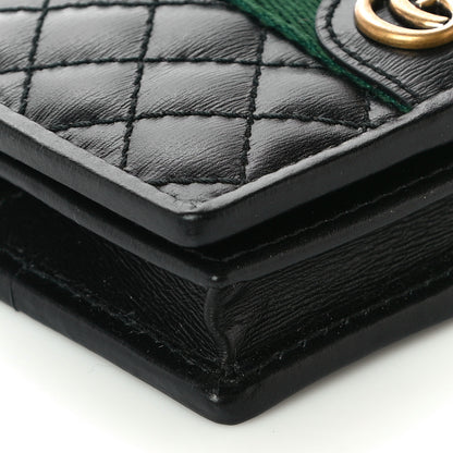 Gucci Calfskin Web Trapuntata GG Marmont Card Case Wallet Black 8 of 10