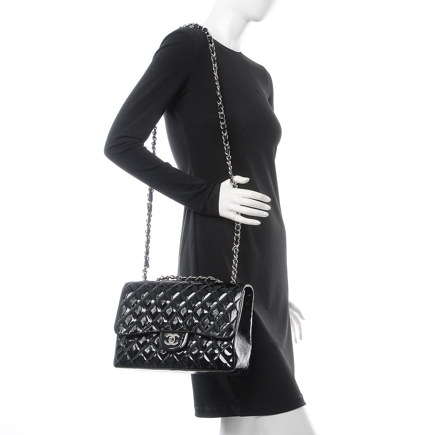 Chanel Patent Goatskin Quilted Jumbo Single Flap Black 4 of 9