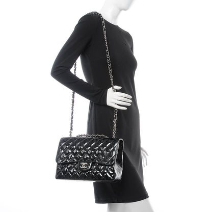Chanel Patent Goatskin Quilted Jumbo Single Flap Black 4 of 9
