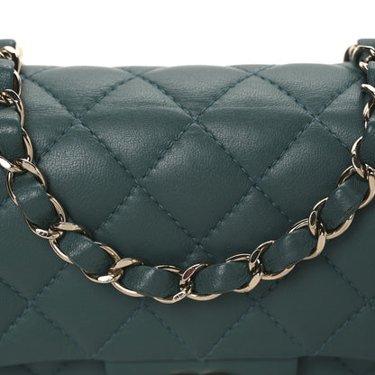 Chanel Lambskin Quilted Mini Rectangular Flap Dark Green 8 of 13