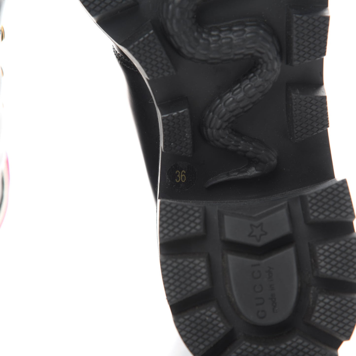Calfskin Sylvie Web Lace Up Combat Boots 36 Black