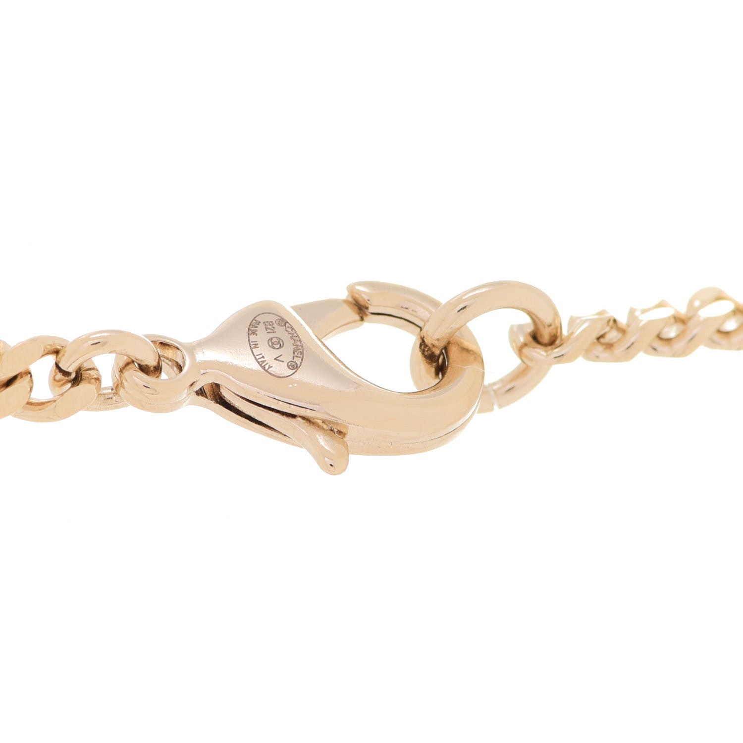 Chanel Crystal Dog Tag Charm Necklace Gold 5 of 6