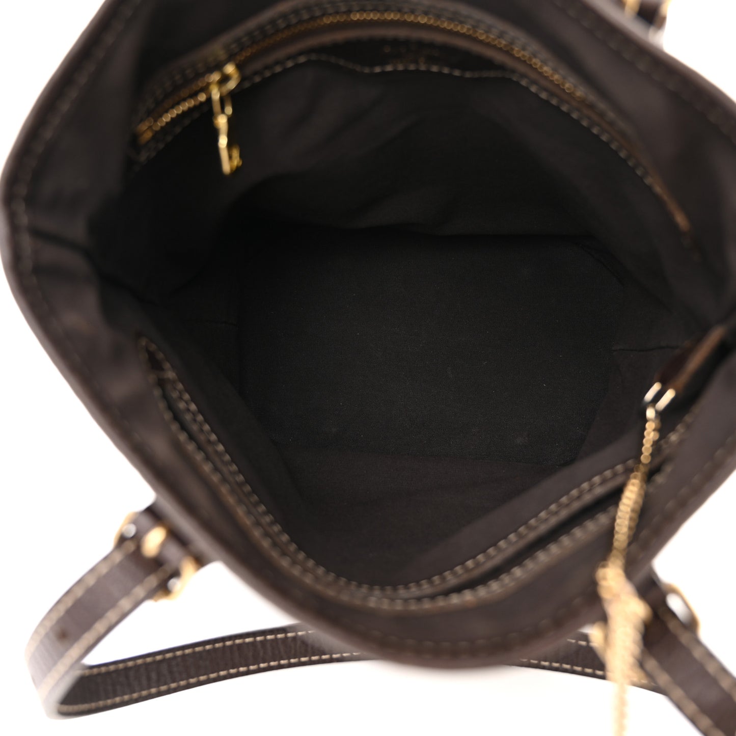 Mini Lin Monogram Bucket Bag Ebene