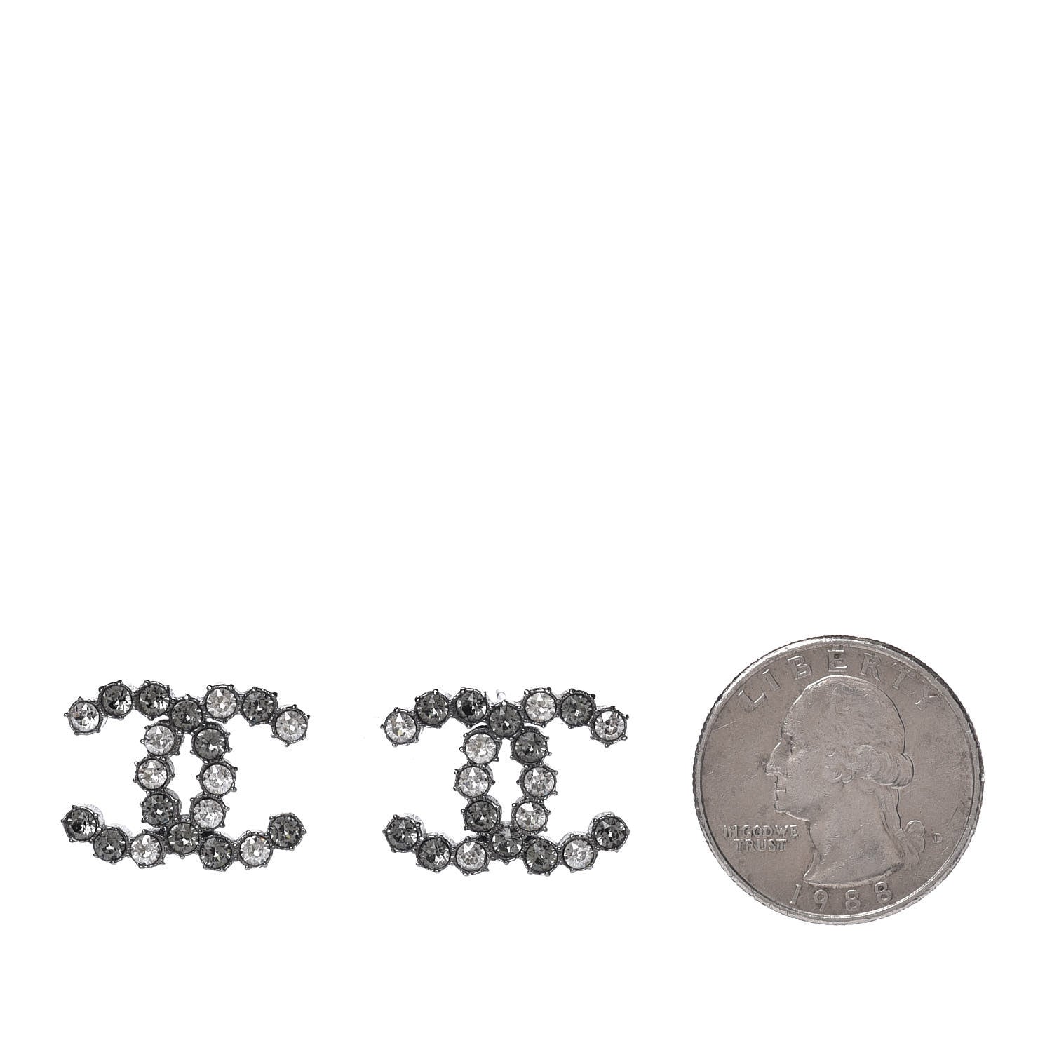 Chanel Crystal CC Earrings Silver 2 of 6