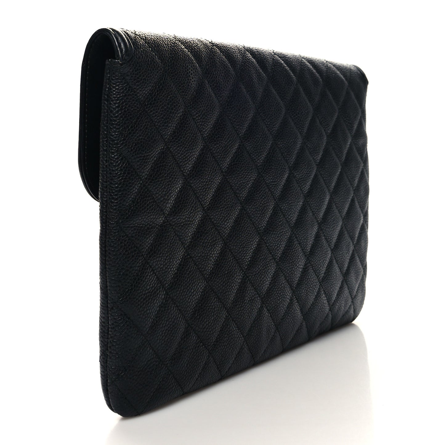 Caviar Quilted Filigree Flap Pouch Black