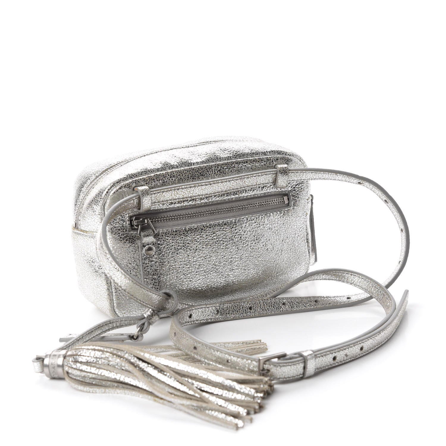 Saint Laurent Metallic Lambskin Monogram Lou Belt Bag Argento 3 of 10
