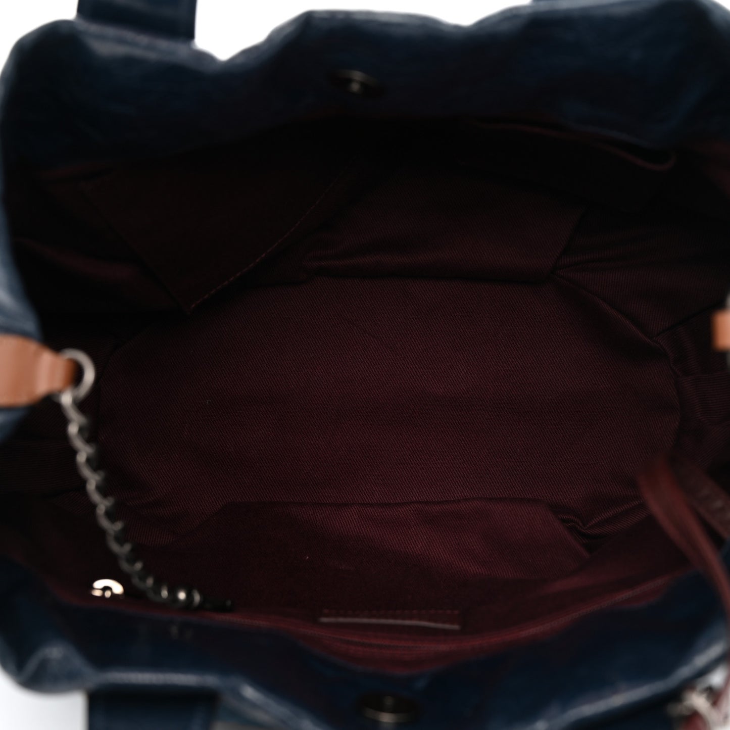 Iridescent Calfskin Quilted Large In The Mix Tote Navy