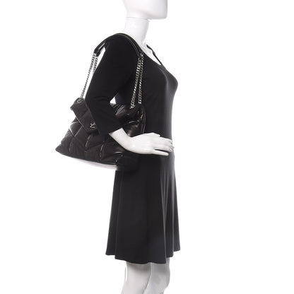 Saint Laurent Lambskin Quilted Medium Loulou Puffer Monogram Chain Satchel Black 2 of 11