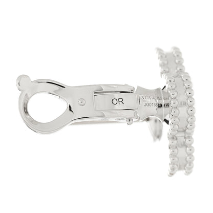 Van Cleef & Arpels 18K White Gold Guilloche Vintage Alhambra Earrings 5 of 6