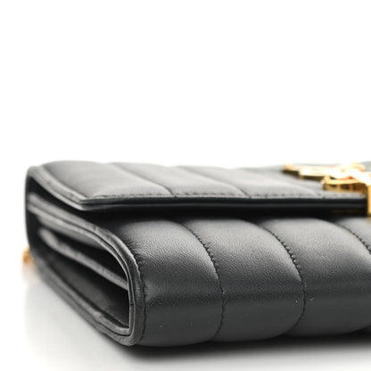 Saint Laurent Lambskin Matelasse Monogram Vicky Chain Wallet Black 7 of 13