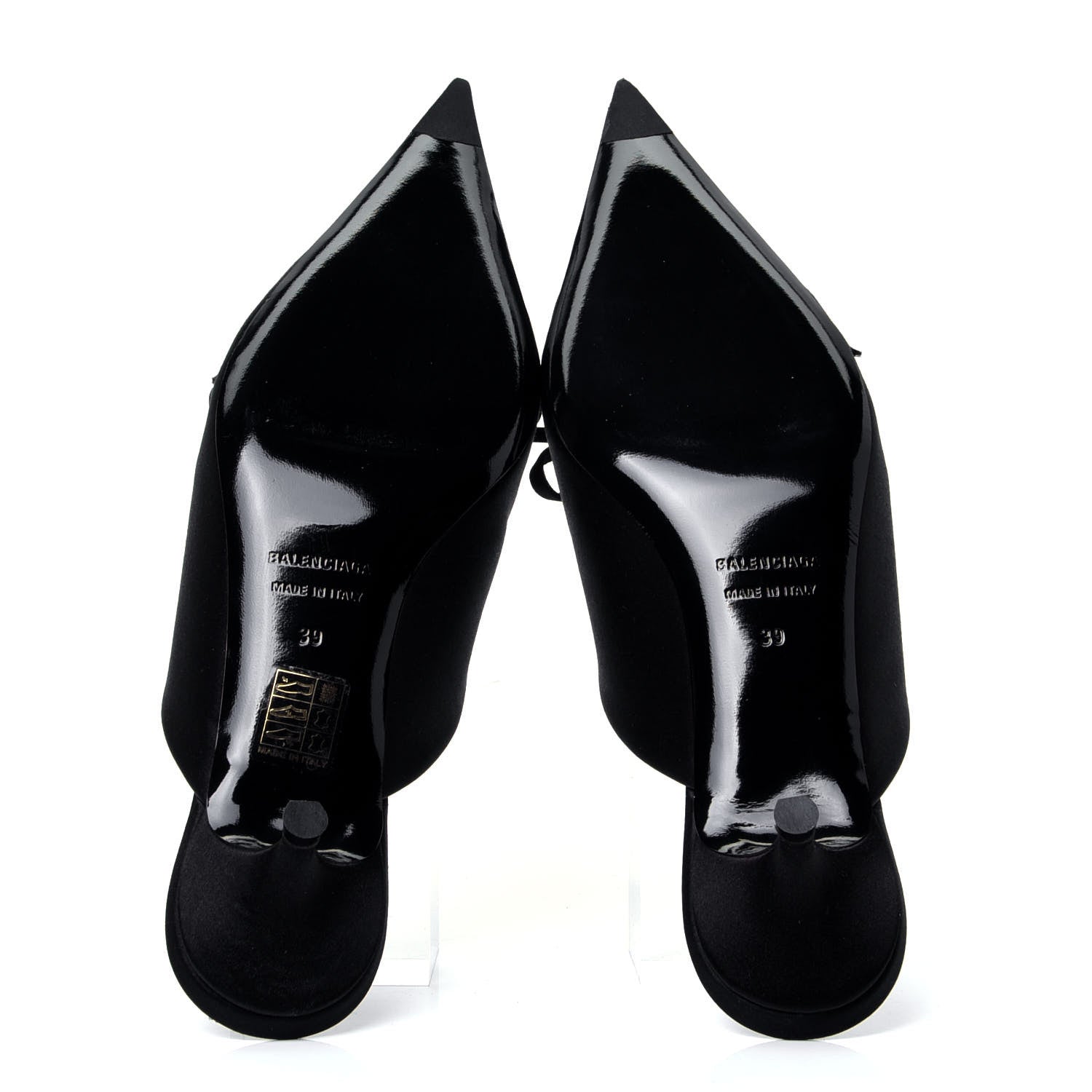 Balenciaga Satin Pointed Toe Knife 40mm Mules 39 Black 4 of 5
