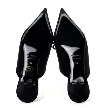 Balenciaga Satin Pointed Toe Knife 40mm Mules 39 Black 4 of 5