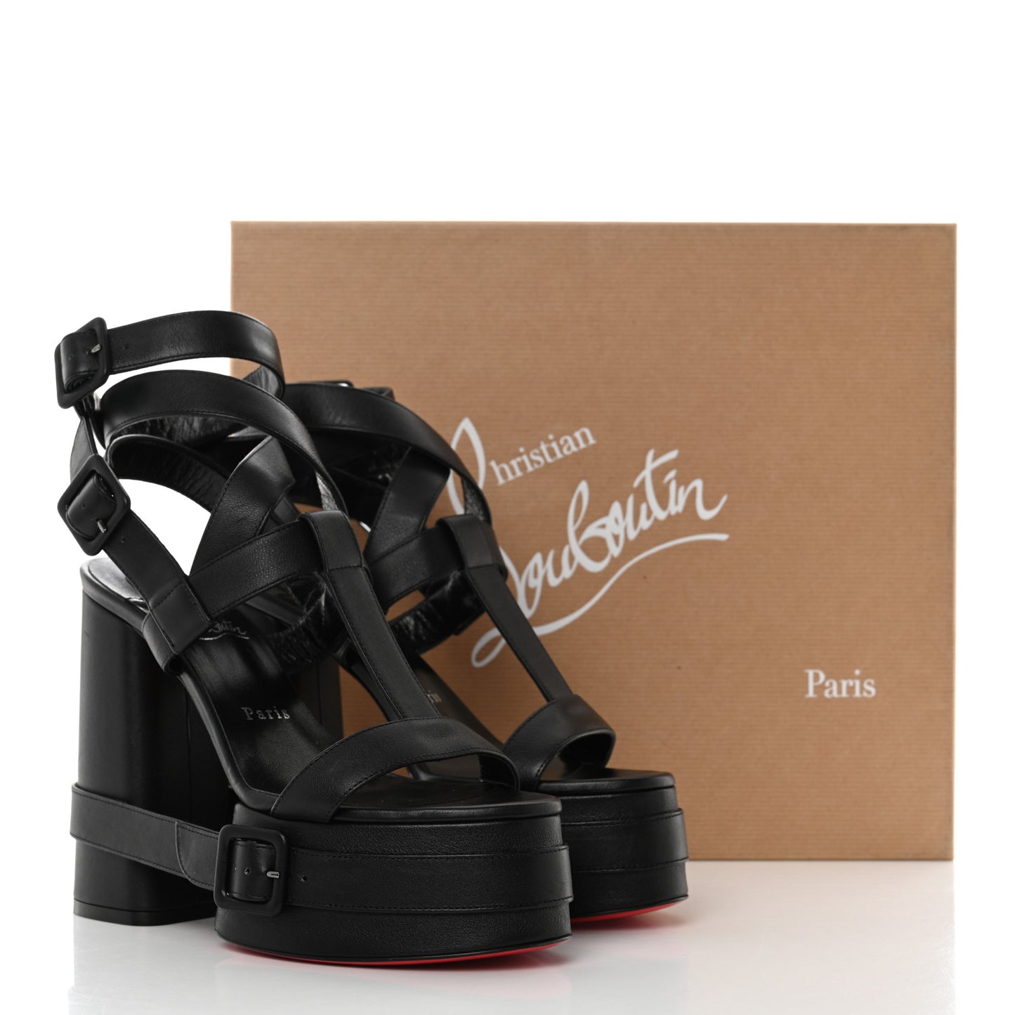 Calfskin Yazefatt Buckle Strap Platform Sandals 37 Black