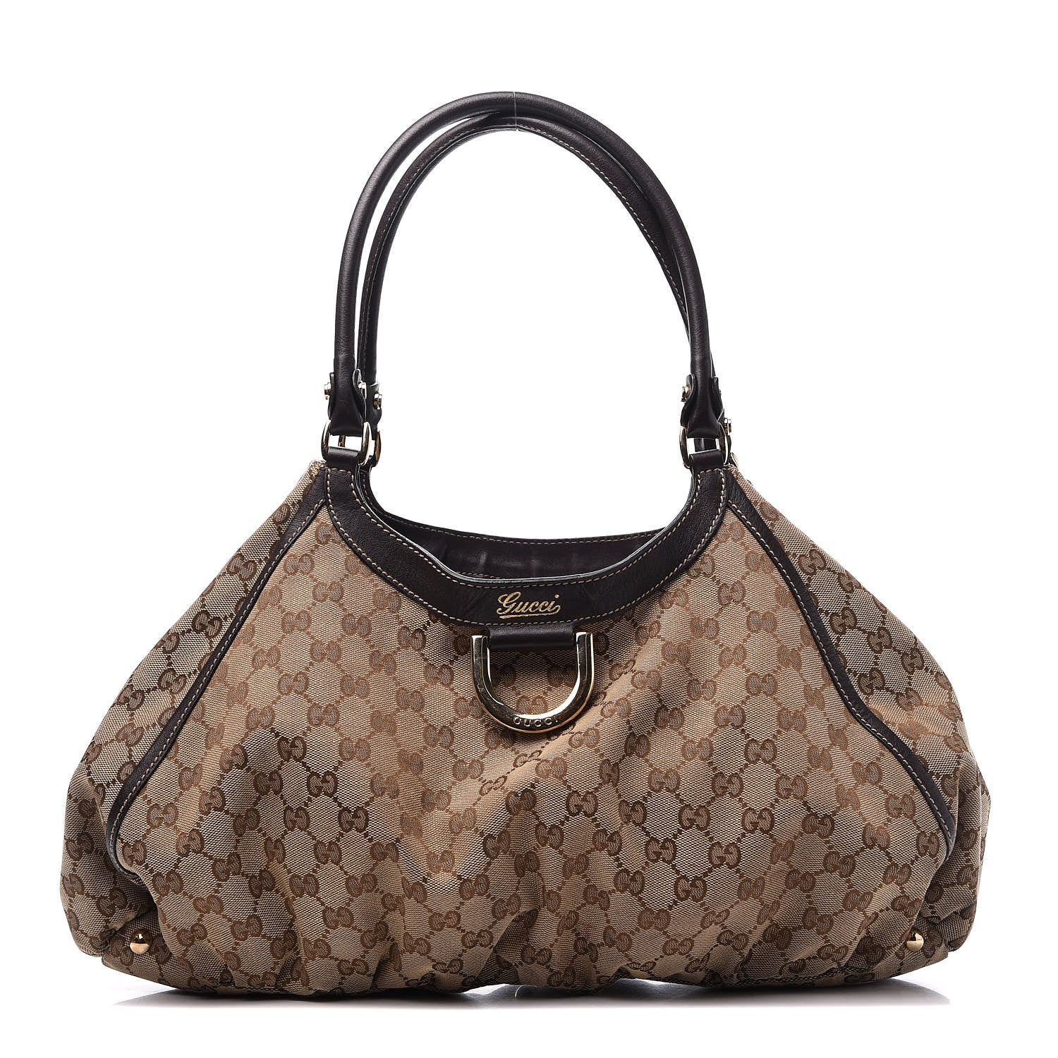 Gucci Monogram Large D Gold Hobo Dark Brown 1 of 10