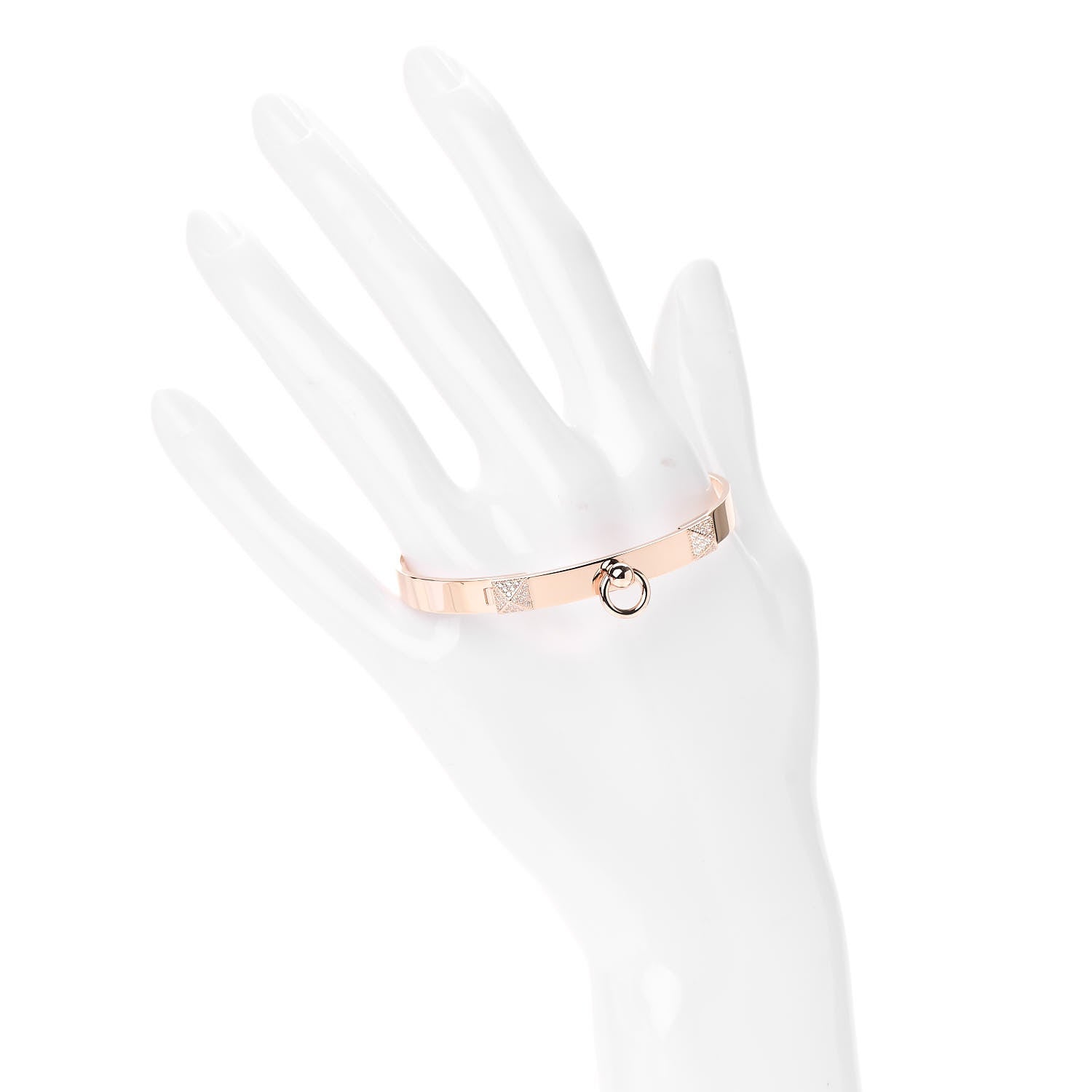 Hermes 18K Rose Gold Diamond PM Collier De Chien Bracelet SH 2 of 5