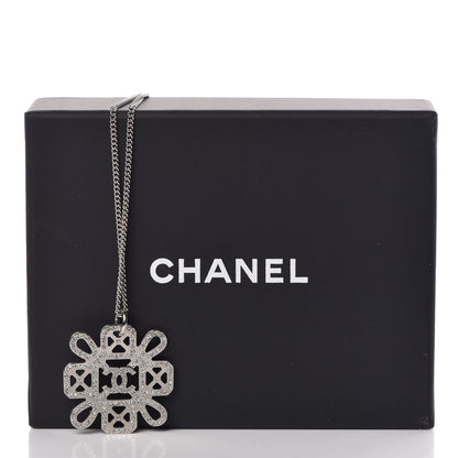 Chanel Crystal Strass Cross CC Necklace Silver 6 of 6