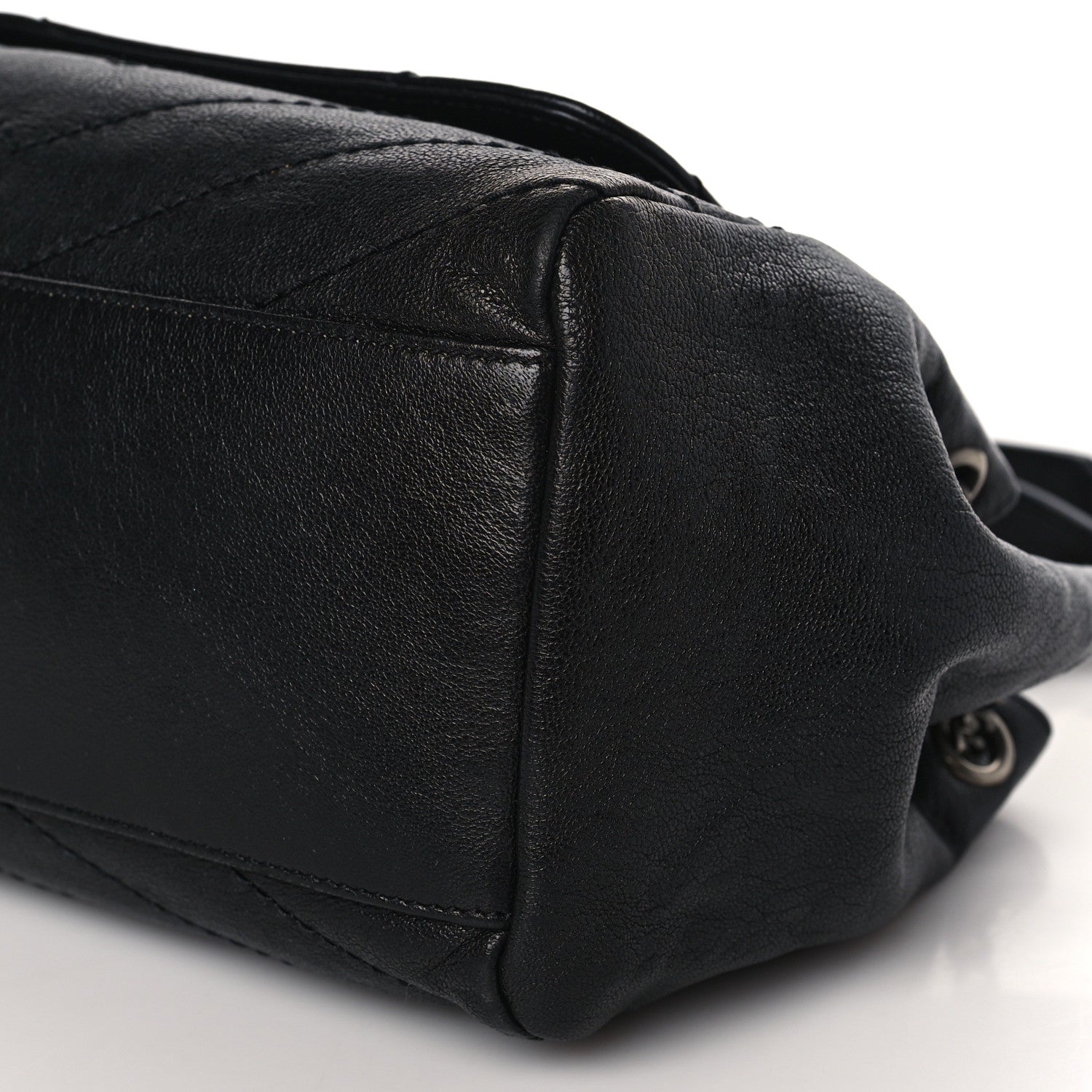 Saint Laurent Vintage Lambskin Chevron Monogram Small Nolita Black 9 of 9