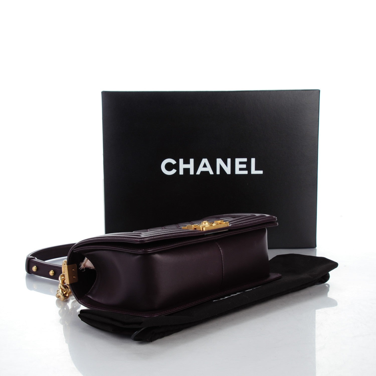 Chanel Lambskin Quilted Medium Boy Flap Dark Purple 4 of 8