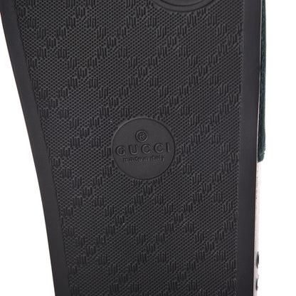 Gucci Velvet L'aveugle Par Amour Slide Sandals 38 Green 5 of 7