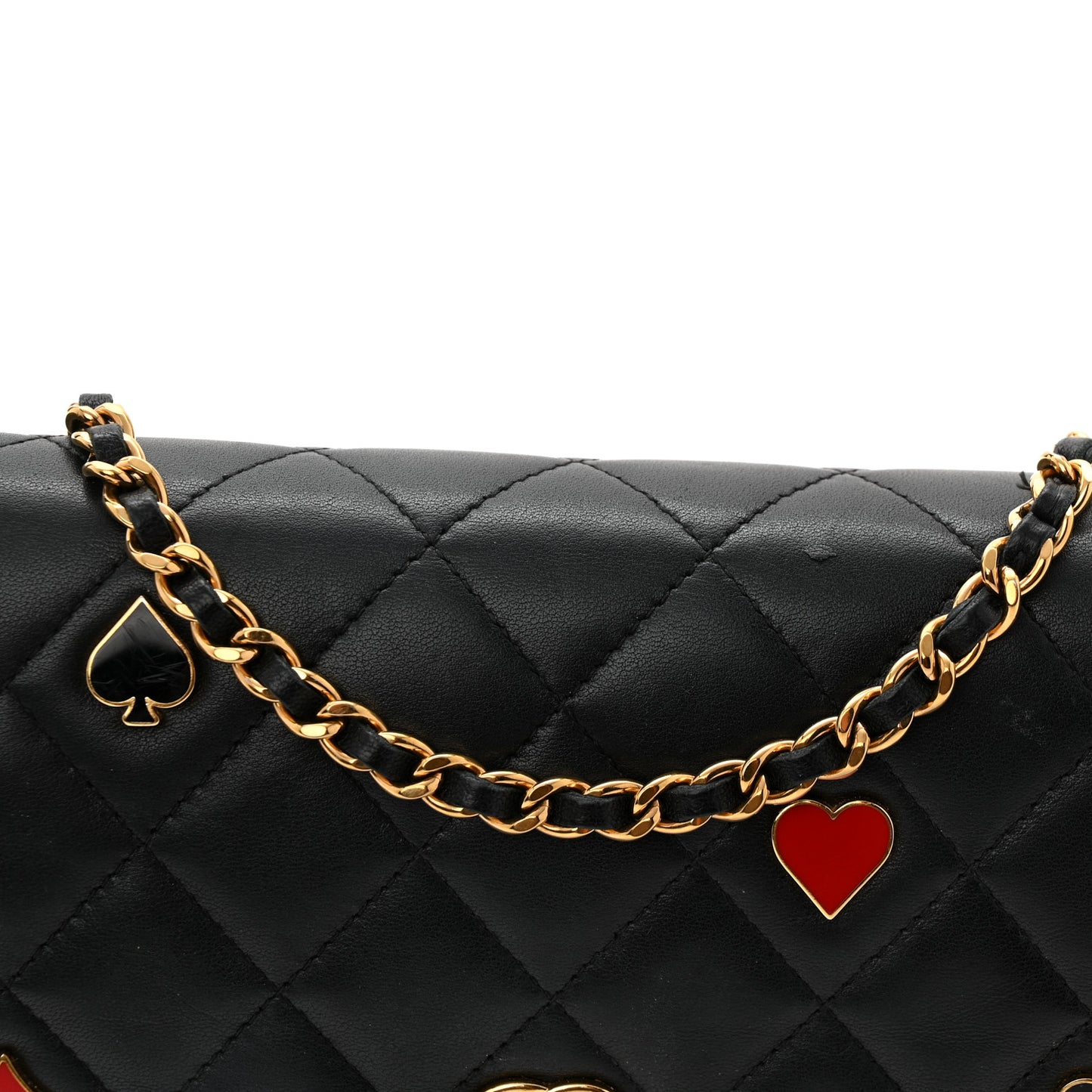 Lambskin Quilted Enamel Coco Casino Wallet On Chain WOC Black