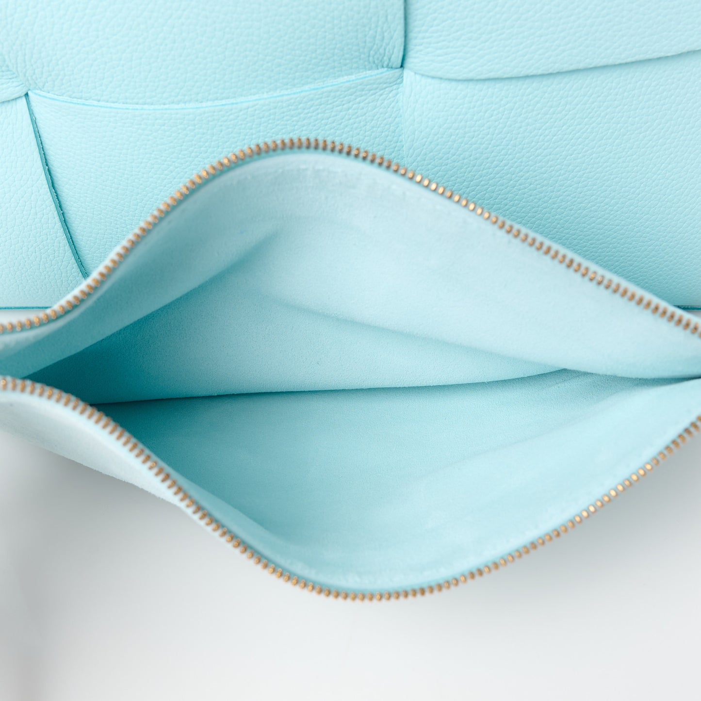 Grained Calfskin Intrecciato Small Arco Tote Pale Blue
