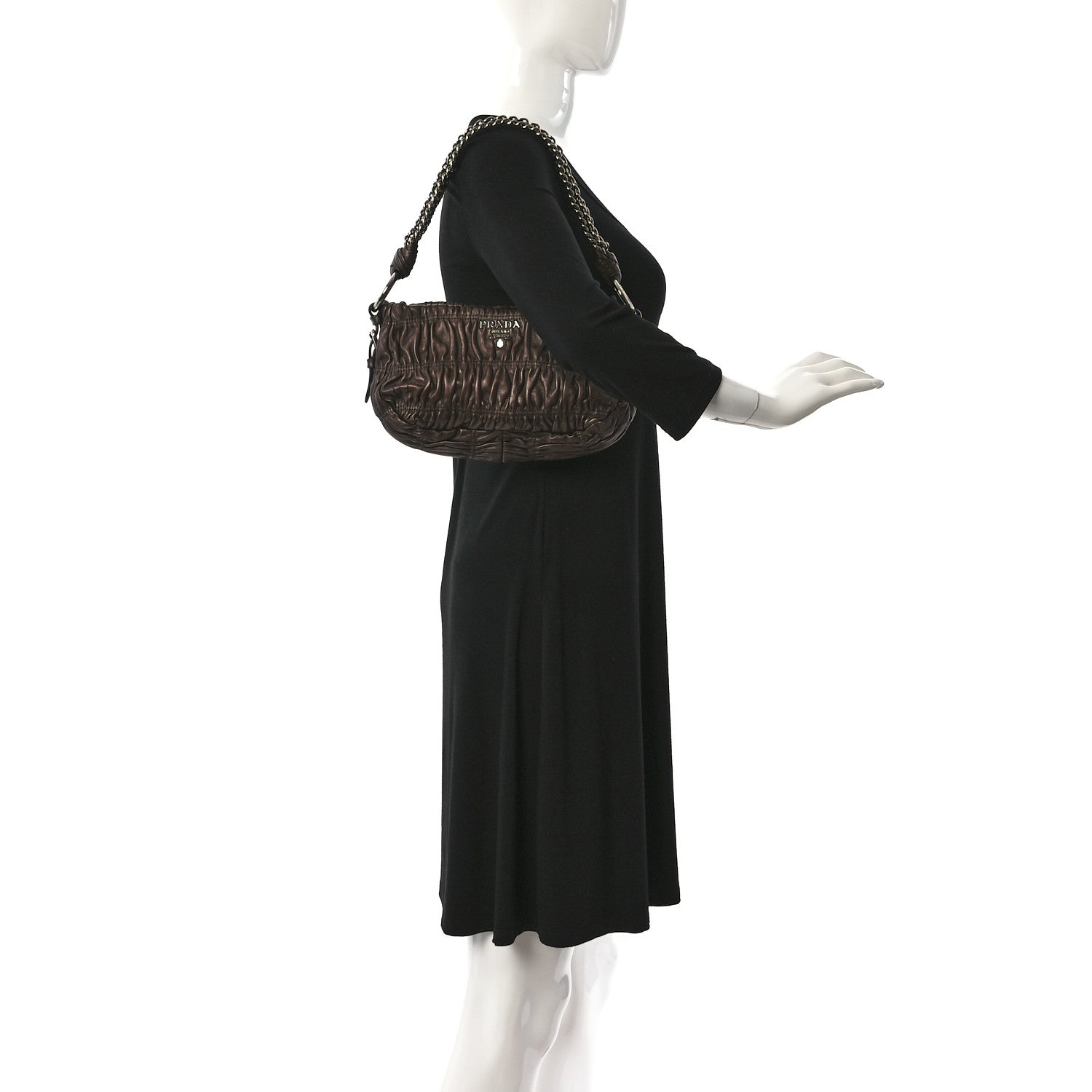 Prada Nappa Gaufre Mordore Chain Bag Brown 2 of 11