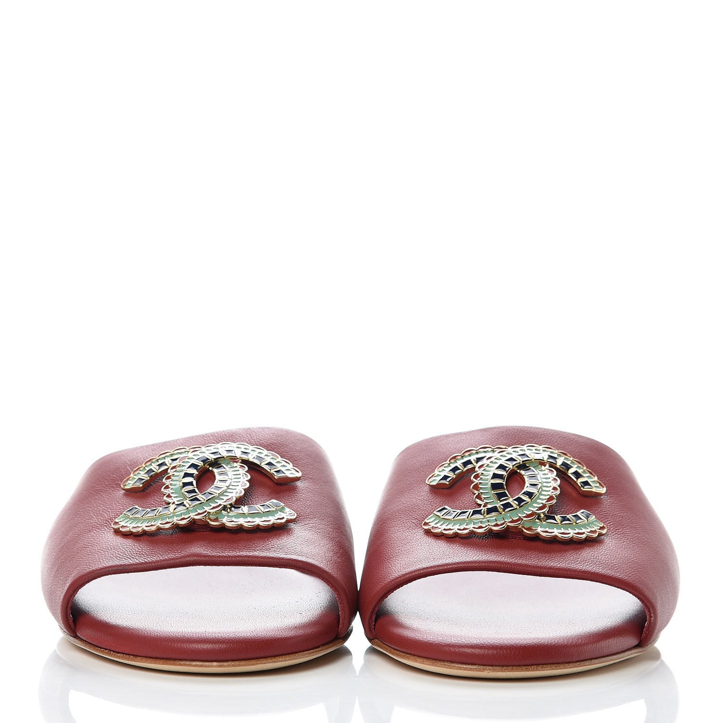 Lambskin Enamel CC Mules 37 Red