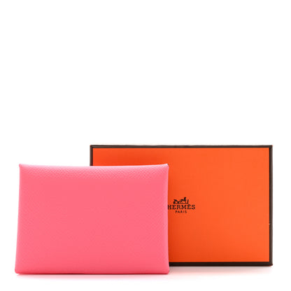 Hermes Epsom Calvi Duo Card Case Rose Azalee 8 of 8