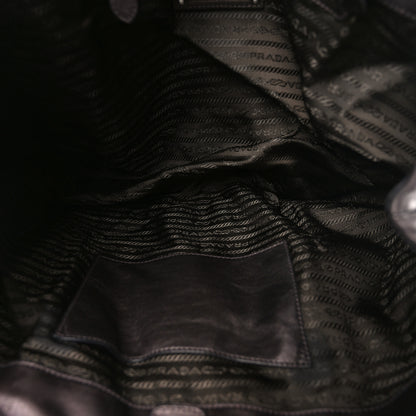Prada Metallic Nappa Ruffle Hobo Grafite Mordore 5 of 9