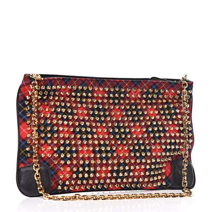 Christian Louboutin Calfskin Tartan Studded Loubiposh Clutch 3 of 10
