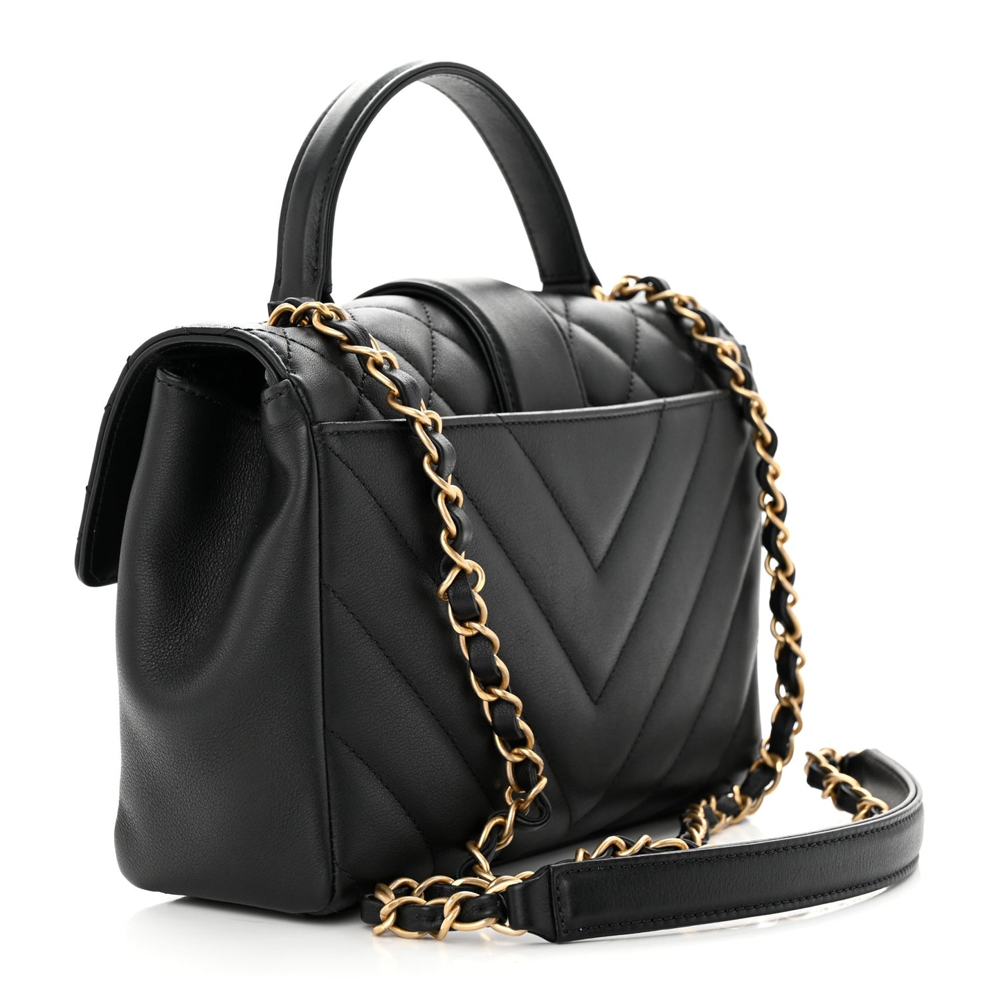 Calfskin Quilted Chevron In The City Bag Black