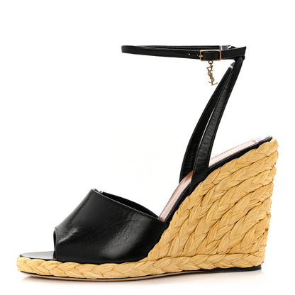 Saint Laurent Calfskin Paloma Espadrille 95 Wedges 37 Black 1 of 8