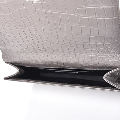 Saint Laurent Croc Embosssed Calfskin Classic Kate Monogram Clutch Fog 5 of 7