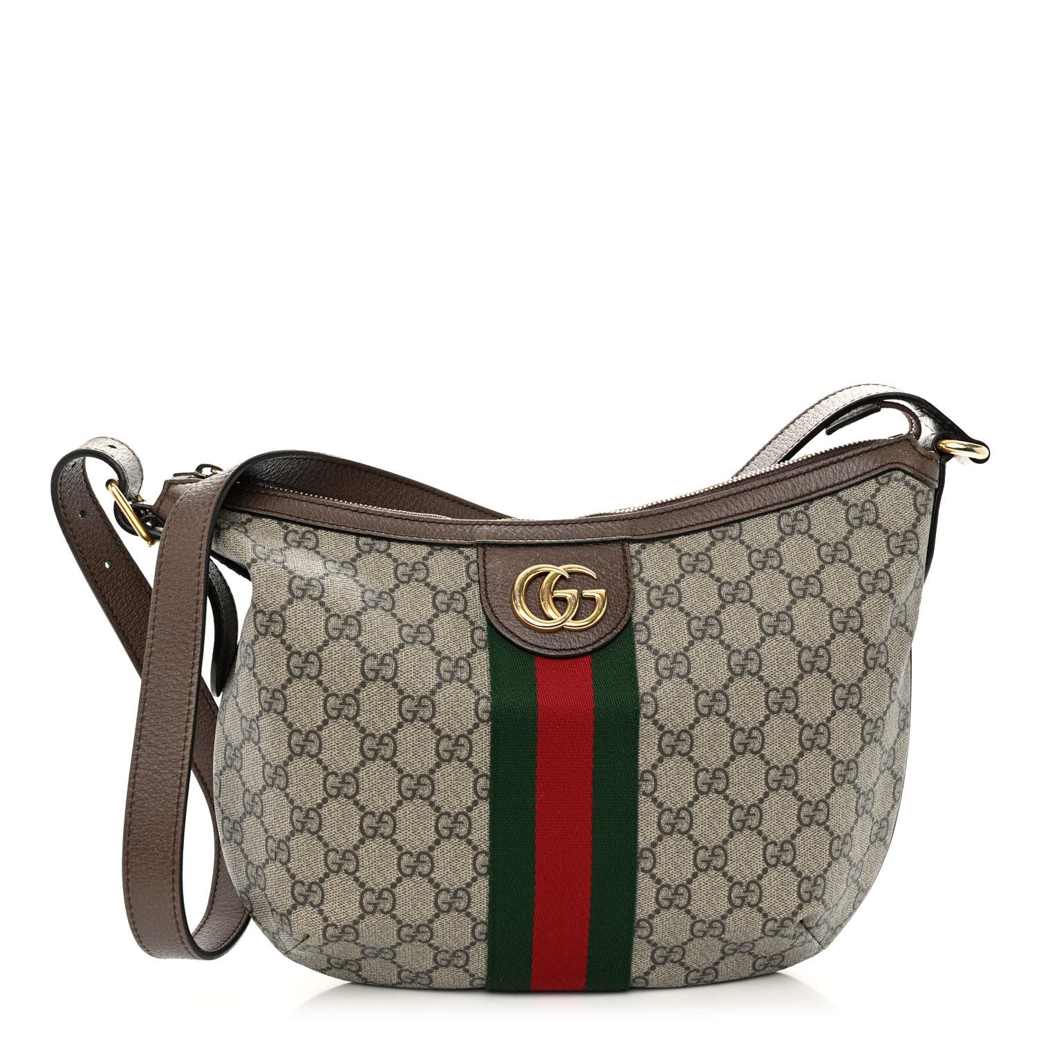 Gucci GG Supreme Monogram Web Small Ophidia Half Moon Hobo Brown 1 of 10