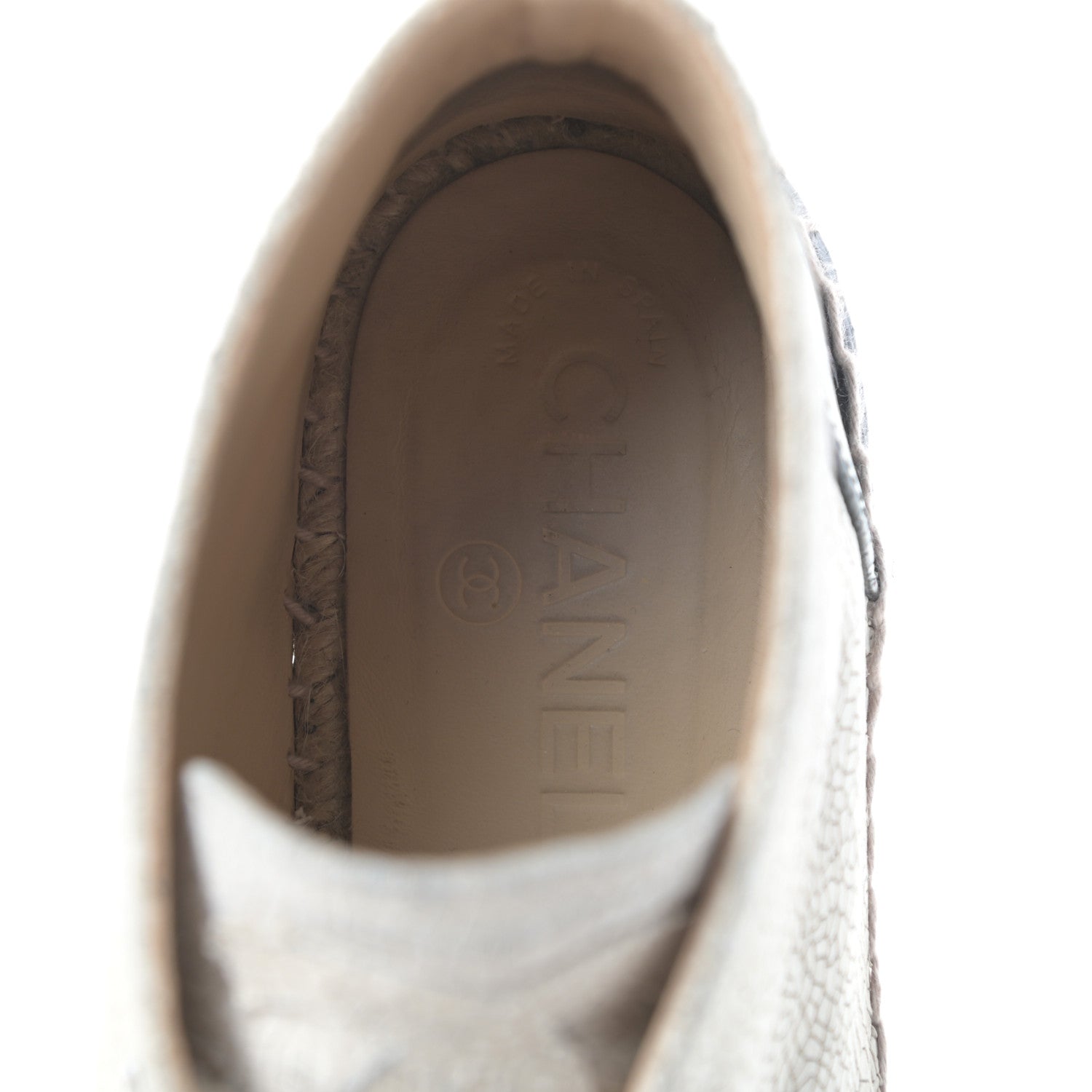 Chanel Crackled Calfskin High Top Espadrilles 39 Light Beige Black 9 of 12