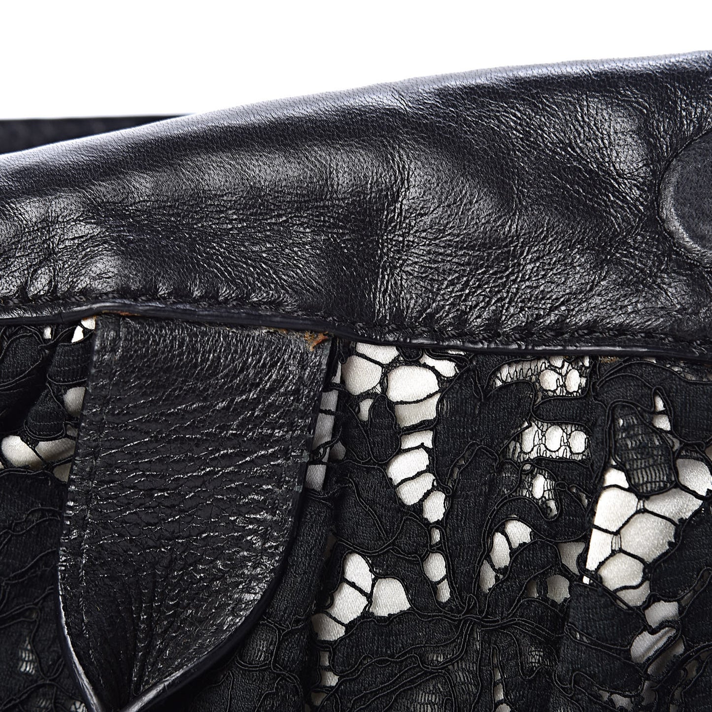 Satin Lace Satchel Black
