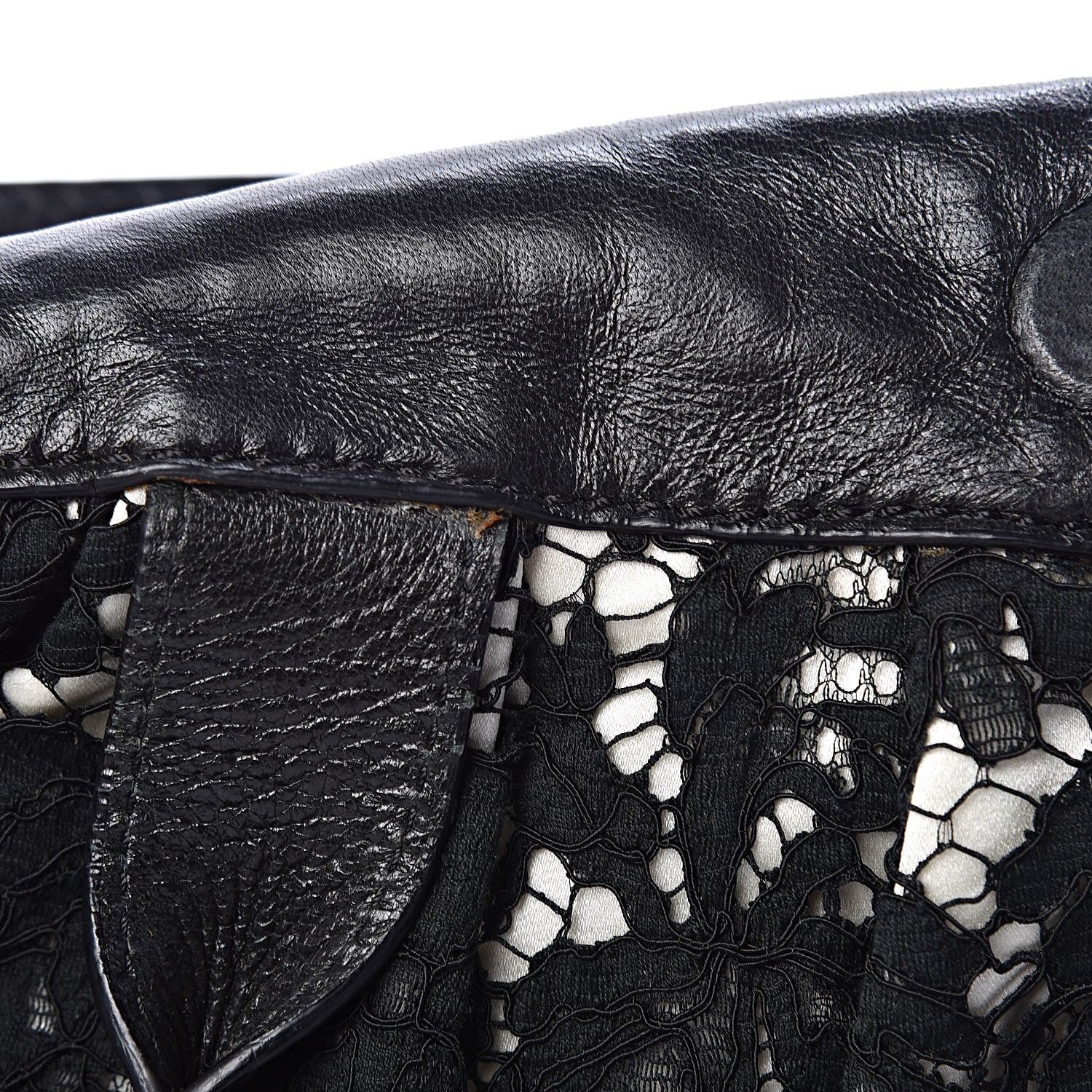 Valentino Garavani Satin Lace Satchel Black 8 of 20