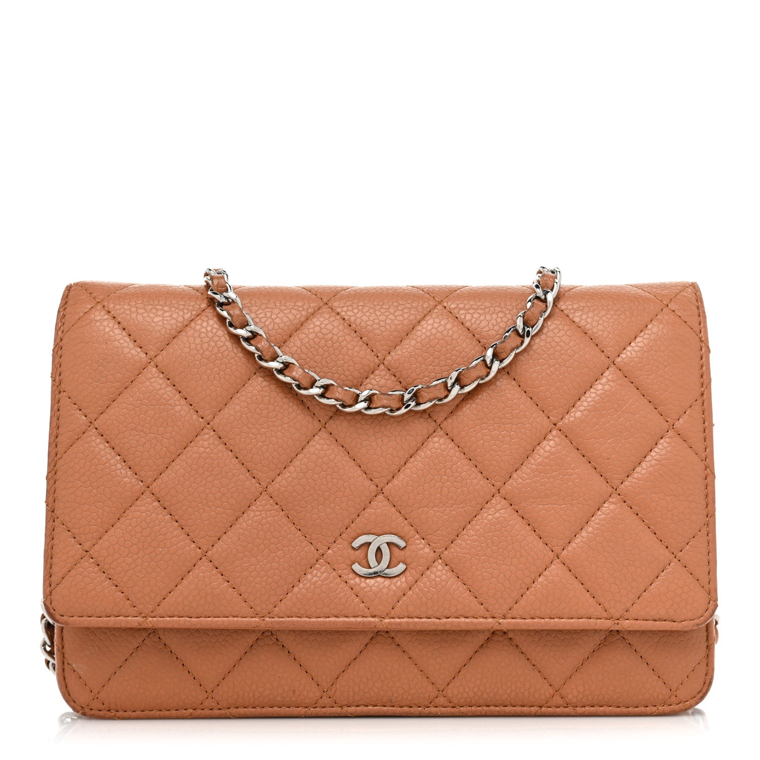 Chanel Caviar Quilted Wallet On Chain WOC Light Brown 1 of 21